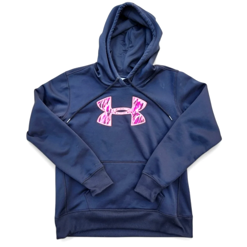 Men's Under Armour Limited Edition Black with Hot Pink Logo Hooded Sweat…